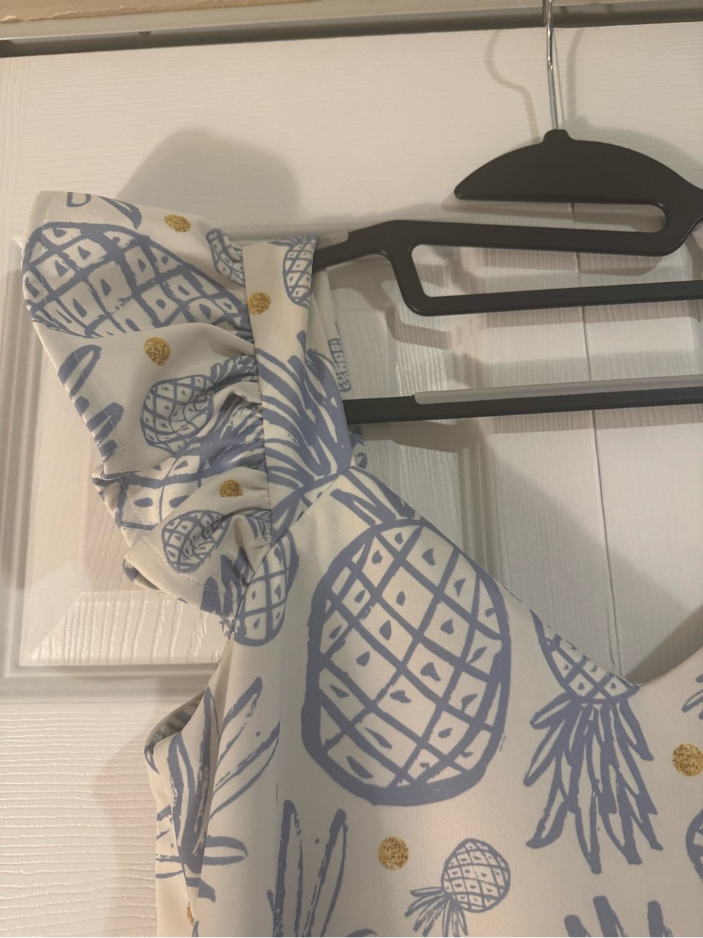 Carolina Parilla Tropical Pineapple Print Midi Dress Ruffle Sleeves Size M - Picture 6 of 10